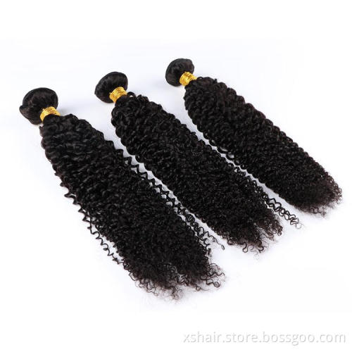 Jerry Curly Brazilian Virgin Human Hair Bundles Kinky Curly Deep Curly Mink Human Hair with Lace Closure